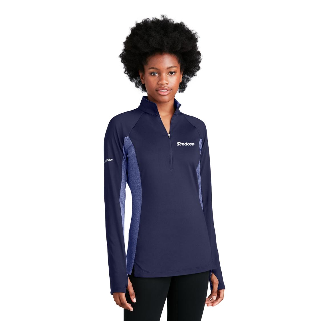 Women's Sport-Tek Stretch Contrast 1/2 Zip Pullover